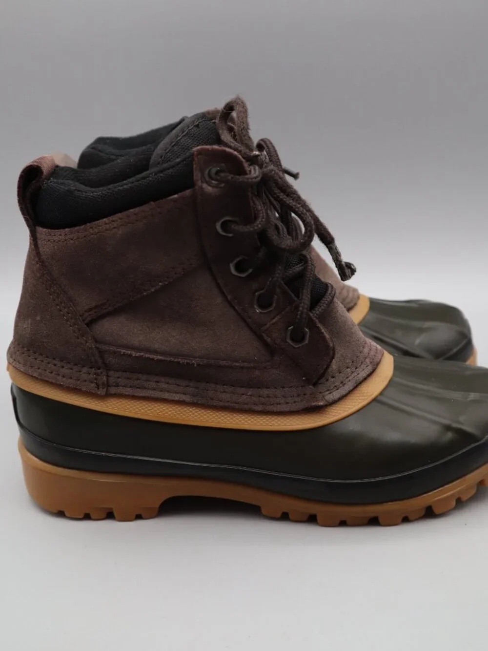 Donner Mountain Klondike Jr Duck Boots Youth Size 5M Brown & Black Steel Shank